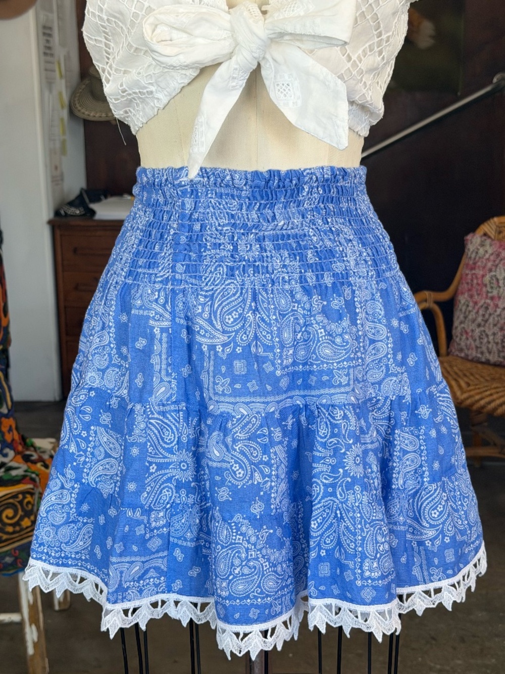Temptation Positano Mousse Skirt in Bandana Blue
